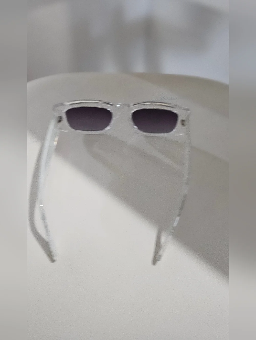 Retro Clear Frame Sunglasses Tropical Palm Print Arms Gradient Lens UV Protectio
